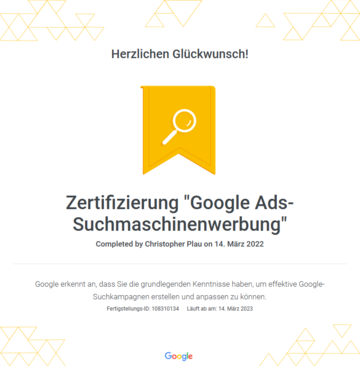 Google Ads Zertifikat